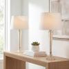 JONATHAN Y 32″ Champagne Glass Table Lamp Set of 2, Traditional French Country Bedside Lamps for Living Room Bedroom, White Faux Silk Shade, LED Bulbs Included JYL2068A-SET2
