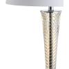 JONATHAN Y 32″ Champagne Glass Table Lamp Set of 2, Traditional French Country Bedside Lamps for Living Room Bedroom, White Faux Silk Shade, LED Bulbs Included JYL2068A-SET2