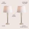 JONATHAN Y 32″ Champagne Glass Table Lamp Set of 2, Traditional French Country Bedside Lamps for Living Room Bedroom, White Faux Silk Shade, LED Bulbs Included JYL2068A-SET2