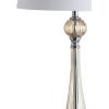 JONATHAN Y 32.5″ Champagne Glass Table Lamp Set of 2 for Living Room Bedroom, Traditional French Country Bedside Lamps with White Faux Silk Shade, LED Bulbs Included JYL2067A-SET2