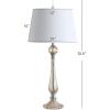 JONATHAN Y 32.5″ Champagne Glass Table Lamp Set of 2 for Living Room Bedroom, Traditional French Country Bedside Lamps with White Faux Silk Shade, LED Bulbs Included JYL2067A-SET2