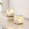 JONATHAN Y 4.63″ Ivory/Brass Gold Modern Glam Terrazzo Rechargeable Cordless Dimmable Integrated LED Mini Table Lamp Set of 2, Touch Sensor Cube Accent Lights for Bedroom JYL1200A-SET2