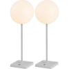 JONATHAN Y 17.5″ White Modern Rechargeable Indoor/Outdoor Table Lamp Set of 2, Cordless Minimalist Dimmable LED Lamps for Patio, Plastic Globe Shade JYL7167A-SET2(Gray)