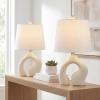 JONATHAN Y 19″ Cream Ceramic Arch LED Table Lamp Set of 2, Scandinavian Minimalist Modern Bedside Lamps for Living Room Bedroom, White Linen Shade, LED Bulbs Included JYL5504A-SET2