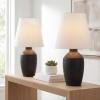 JONATHAN Y 19.5″ Matte Cream Modern Table Lamp Set of 2, Minimalist Ginger Jar Lamps for Bedroom Living Room Office, White Linen Shade, LED Bulbs Included (JYL5605B-SET2)(Matte Black)