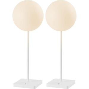 JONATHAN Y 17.5″ White Modern Rechargeable Indoor/Outdoor Table Lamp Set of 2, Cordless Minimalist Dimmable LED Lamps for Patio, Plastic Globe Shade JYL7167A-SET2(White)