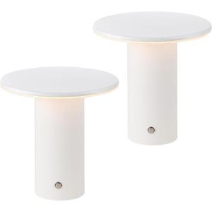 JONATHAN Y 7.5″ Black Modern Rechargeable Cordless LED Table Lamp Set of 2, Dimmable Touch Sensor Nightstand Mini Lamp for Dining Living Room, Frosted Diffuser (JYL7158B-SET2)(White)