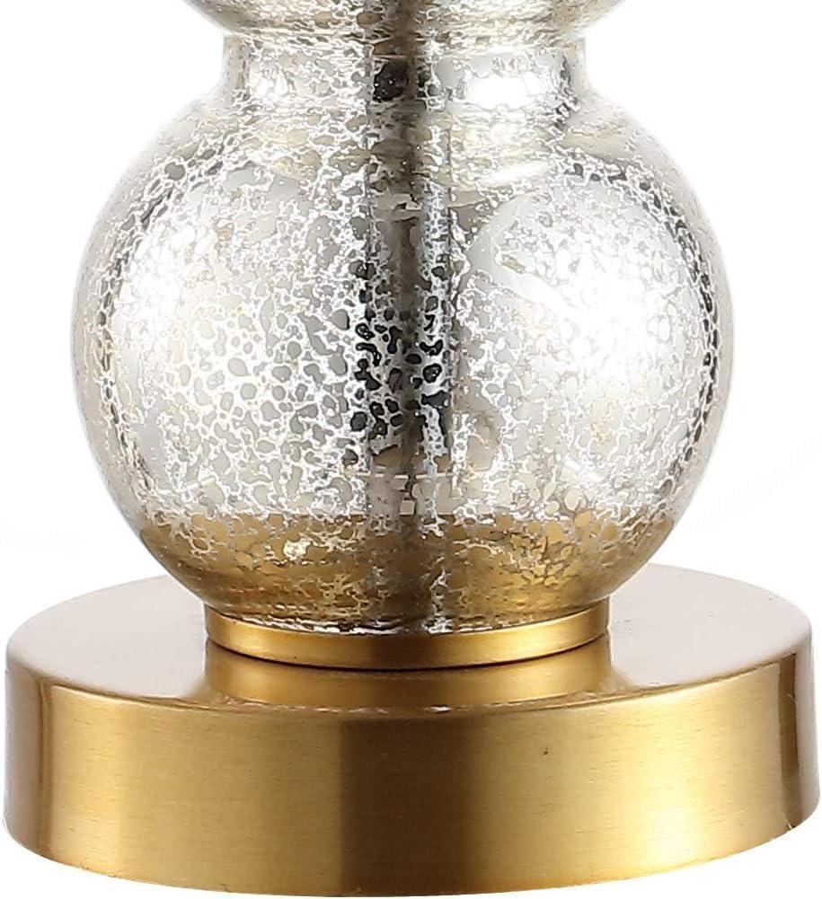 image:imageJONATHAN Y 21 ClearBrass Gold Glass Table Lamp for Bedroom and Living Room White Linen Shade Modern Stacked Sphere Bedside Lamp LED Bulb Included JYL1021BMercury GlassBrass Gold