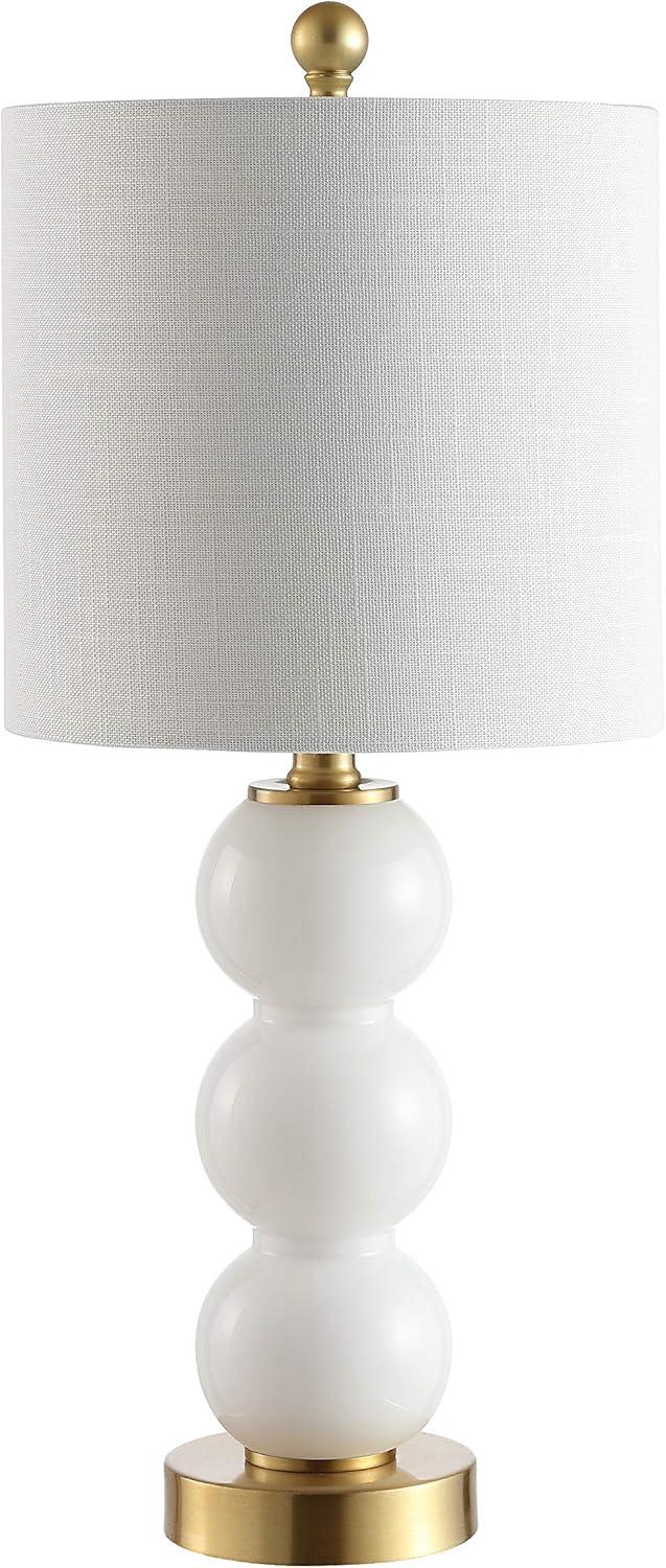 image:imageJONATHAN Y 21 ClearBrass Gold Glass Table Lamp for Bedroom and Living Room White Linen Shade Modern Stacked Sphere Bedside Lamp LED Bulb Included JYL1021BWhiteBrass Gold