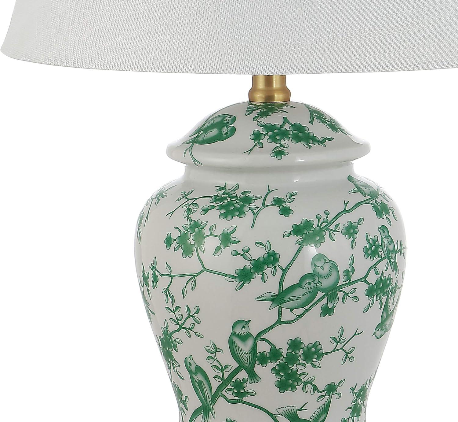 image:imageJONATHAN Y 22 NavyWhite Ceramic Table Lamp French Country Chinoiserie Ginger Jar LED Bedside Lamp for Living Room Bedroom White Linen Shade JYL3005DWhiteGreen