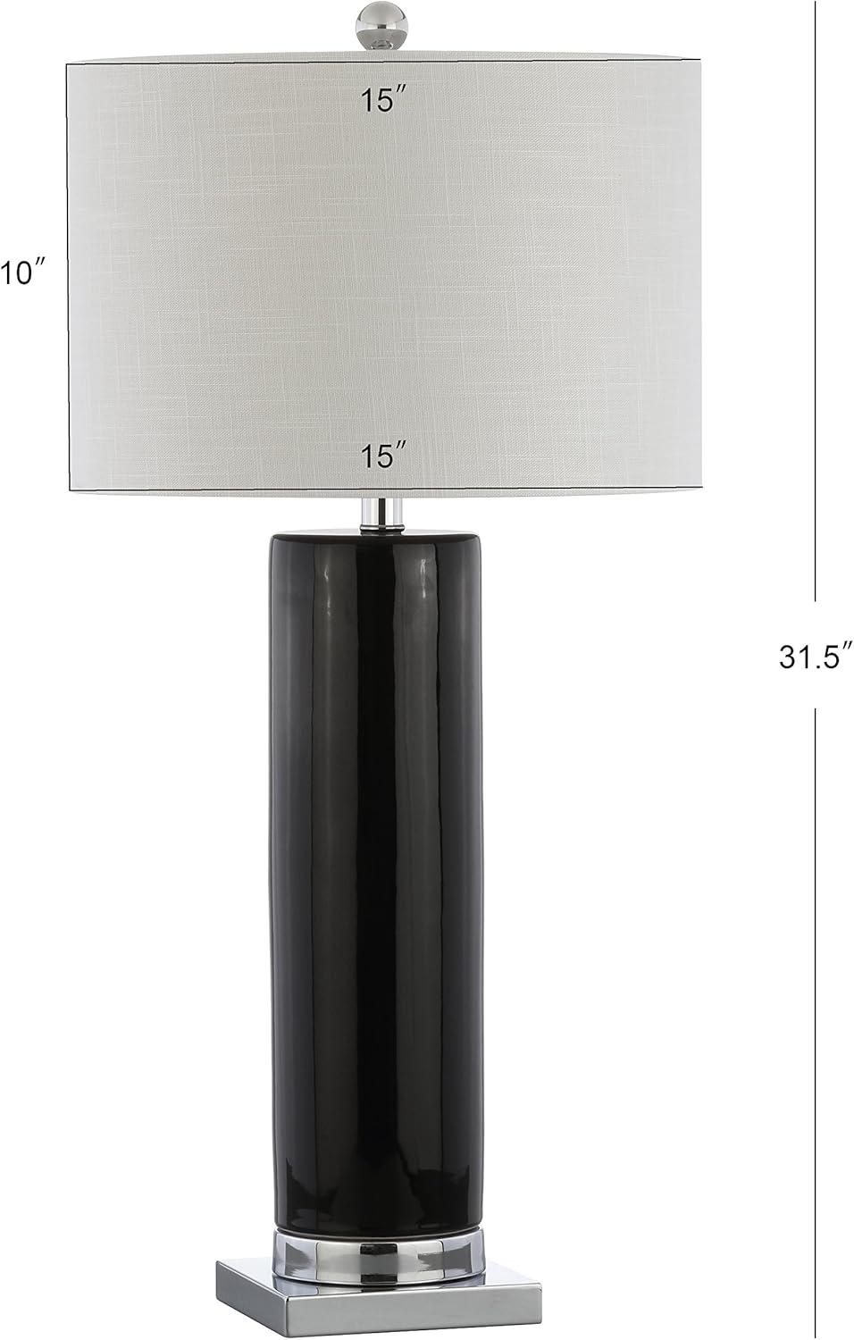 image:imageJONATHAN Y 315 White Ceramic Table Lamp with Chrome Base for Living Room White Linen Drum Shade Modern Bedside Lamp for Bedroom Office Nightstand LED Bulb Included JYL8021ABlackChrome