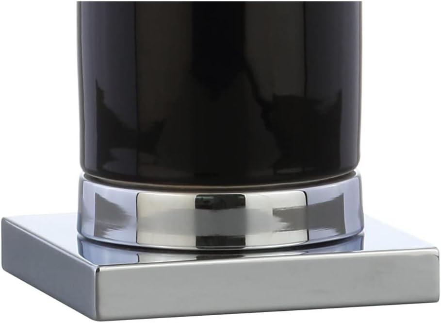 image:imageJONATHAN Y 315 White Ceramic Table Lamp with Chrome Base for Living Room White Linen Drum Shade Modern Bedside Lamp for Bedroom Office Nightstand LED Bulb Included JYL8021ABlackChrome