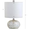 JONATHAN Y 16″ Coastal Capiz Shell Mosaic Table Lamp for Bedroom Living Room, White Linen Shade, Transitional Cottage Nightstand Lamp, UL Listed, LED Bulb Included JYL1022A