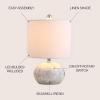 JONATHAN Y 16″ Coastal Capiz Shell Mosaic Table Lamp for Bedroom Living Room, White Linen Shade, Transitional Cottage Nightstand Lamp, UL Listed, LED Bulb Included JYL1022A
