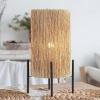 JONATHAN Y 16.5″ Brown Woven Rattan LED Table Lamp, Coastal Minimalist Cylinder Accent Light for Living Room, Bedroom, Nightstand, Bohemian Style, LED Bulb Included JYL4043A