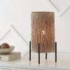 JONATHAN Y 16.5″ Brown Woven Rattan LED Table Lamp, Coastal Minimalist Cylinder Accent Light for Living Room, Bedroom, Nightstand, Bohemian Style, LED Bulb Included JYL4043A