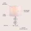 JONATHAN Y 17.5″ Clear Crystal Table Lamp, Glam Double Sphere Mini Nightstand Lamp for Bedroom Living Room, White Linen Drum Shade, Chrome Finish, LED Bulb Included JYL2057A