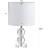 JONATHAN Y 17.5″ Clear Crystal Table Lamp, Glam Double Sphere Mini Nightstand Lamp for Bedroom Living Room, White Linen Drum Shade, Chrome Finish, LED Bulb Included JYL2057A