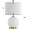 JONATHAN Y 20.5″ White/Brass Gold Glass/Metal Table Lamp, Contemporary Hobnail Texture Globe Lamp with White Linen Shade for Living Room Bedroom, LED Bulb Included JYL1040A