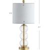 JONATHAN Y 21″ Clear/Brass Gold Glass Table Lamp for Bedroom and Living Room, White Linen Shade, Modern Stacked Sphere Bedside Lamp, LED Bulb Included (JYL1021B)(Clear/Brass Gold)