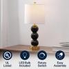 JONATHAN Y 21″ Clear/Brass Gold Glass Table Lamp for Bedroom and Living Room, White Linen Shade, Modern Stacked Sphere Bedside Lamp, LED Bulb Included (JYL1021B)(Black/Brass Gold)