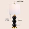 JONATHAN Y 21″ Clear/Brass Gold Glass Table Lamp for Bedroom and Living Room, White Linen Shade, Modern Stacked Sphere Bedside Lamp, LED Bulb Included (JYL1021B)(Black/Brass Gold)