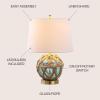 JONATHAN Y 21.5″ Aqua Glass and Brown Rope Nautical Table Lamp, Coastal Transitional Bedside Lamp with White Linen Drum Shade for Living Room, LED Bulb Included JYL1085A