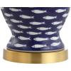 JONATHAN Y 22″ Navy Blue and White School of Fish Ceramic Ginger Jar LED Table Lamp, Coastal Nautical Bedside Lamp, White Linen Shade, UL Listed, LED Bulb Included JYL6209A