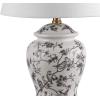 JONATHAN Y 22″ Navy/White Ceramic Table Lamp, French Country Chinoiserie Ginger Jar LED Bedside Lamp for Living Room Bedroom, White Linen Shade (JYL3005D)(Gray/White)