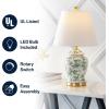 JONATHAN Y 22″ Navy/White Ceramic Table Lamp, French Country Chinoiserie Ginger Jar LED Bedside Lamp for Living Room Bedroom, White Linen Shade (JYL3005D)(White/Green)