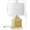 JONATHAN Y 22″ Red/White Modern Ceramic Ginger Jar Table Lamp for Nightstand, Square Lattice Transitional Chinoiserie Lamp for Living Room, White Linen Shade, LED Bulb (JYL3044B)(Yellow/White)