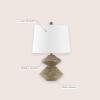 JONATHAN Y 24.5″ Brown Wood Finish Coastal 3-Stack Cairn LED Table Lamp for Living Room, White Linen Shade, Rustic Mid-Century Modern Bedside Lamp for Bedroom Office JYL4061A(Brown Wood Finish)