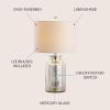 JONATHAN Y 24.5″ Mercury Silver Trellis Glass Table Lamp for Living Room, White Linen Shade, Modern Bedside Nightstand Lamp for Bedroom, LED Bulb Included, UL Listed (JYL1084A)(Mercury Silver)