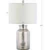 JONATHAN Y 24.5″ Mercury Silver Trellis Glass Table Lamp for Living Room, White Linen Shade, Modern Bedside Nightstand Lamp for Bedroom, LED Bulb Included, UL Listed (JYL1084A)(Mercury Silver)