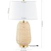 JONATHAN Y 25″ Brass Gold/Light Brown Rattan LED Table Lamp for Living Room Bedroom Coastal Decor, White Linen Shade, Bulb Included JYL4044A(Light Brown)