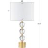 JONATHAN Y 25.25″ Clear and Brass Gold Crystal Table Lamp, Modern Glam Faceted Orb Bedside Lamp with White Linen Drum Shade for Living Room Bedroom, LED Bulb Included JYL5017A