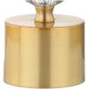 JONATHAN Y 25.25″ Clear and Brass Gold Crystal Table Lamp, Modern Glam Faceted Orb Bedside Lamp with White Linen Drum Shade for Living Room Bedroom, LED Bulb Included JYL5017A
