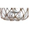 JONATHAN Y 26.5″ Brown/Clear Glass and Rope Coastal LED Table Lamp, Nautical Jute Net Lamp for Living Room Bedroom Nightstand, Gray Linen Drum Shade, LED Bulb Included JYL5033A