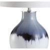 JONATHAN Y 27″ Blue/White Drip Glass and Metal Table Lamp, Modern Transitional Bedside Lamp for Living Room Bedroom, White Linen Drum Shade, LED Bulb Included JYL1065A
