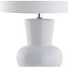 JONATHAN Y 28.5″ Coral Ceramic Table Lamp for Living Room Bedroom Nightstand, Modern Hourglass LED Bedside Lamp with Crystal Base and Linen Shade (JYL4027C)(White)