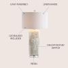 JONATHAN Y 28.5″ Cream Seashell Resin and Crystal LED Table Lamp, Coastal Floral Mosaic Column Lamp with White Linen Drum Shade for Living Room, LED Bulb Included JYL1006A
