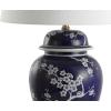 JONATHAN Y 29.5″ Green/White Traditional Ceramic Ginger Jar Table Lamp for Living Room, Chinoiserie Asian Bedside Lamp with White Linen Shade and LED Bulb Included (JYL3047B)(White/Navy)
