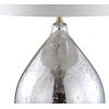 JONATHAN Y 30.75″ Mercury Silver Glass Teardrop Table Lamp, Glam Transitional Bedside Lamp for Living Room, White Linen Drum Shade, Brass Gold Accents, LED Bulb Included JYL1066A