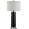 JONATHAN Y 31.5″ White Ceramic Table Lamp with Chrome Base for Living Room, White Linen Drum Shade, Modern Bedside Lamp for Bedroom Office Nightstand, LED Bulb Included JYL8021A(Black/Chrome)