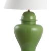JONATHAN Y 33″ Green Modern Ceramic Ginger Jar Table Lamp for Living Room, Traditional Bedside Lamp for Bedroom Entryway, White Linen Shade, LED Bulb Included JYL6618A(Green)