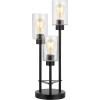 JONATHAN Y 20.5″ Black 3-Light Modern Industrial Iron Table Lamp, Farmhouse Bedside Lamp with Seeded Glass Shades for Bedroom, Living Room, UL Listed, LED Bulbs Included JYL3084A