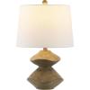 JONATHAN Y 24.5″ Brown Wood Finish Coastal 3-Stack Cairn LED Table Lamp for Living Room, White Linen Shade, Rustic Mid-Century Modern Bedside Lamp for Bedroom Office JYL4061A(Brown Wood Finish)