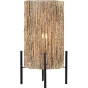 JONATHAN Y 16.5″ Brown Woven Rattan LED Table Lamp, Coastal Minimalist Cylinder Accent Light for Living Room, Bedroom, Nightstand, Bohemian Style, LED Bulb Included JYL4043A