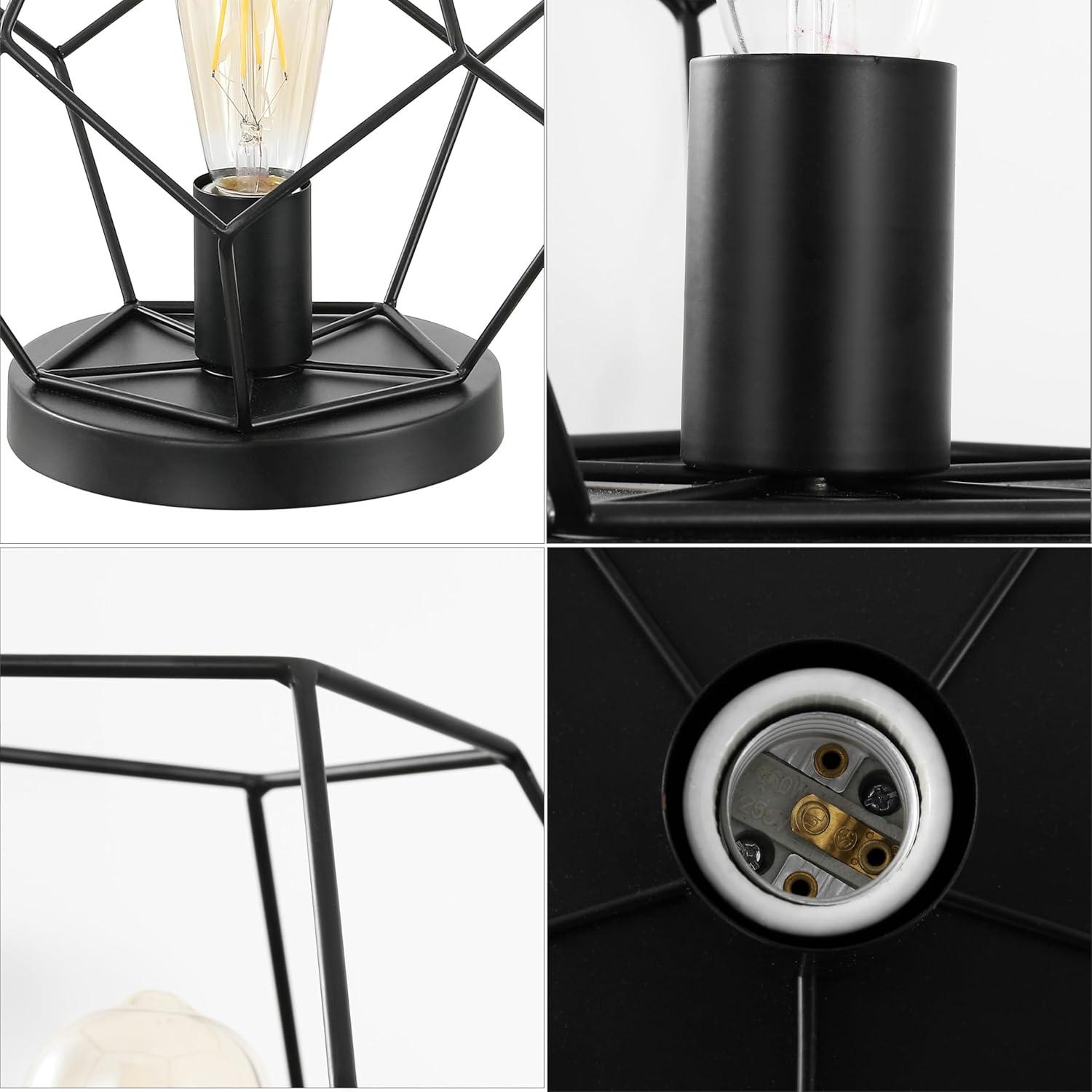 image:imageJONATHAN Y 10 Black Geometric Table Lamp Midcentury Modern Metal Desk Lamp for Living Room Bedroom White Marble Base Glam Bedside Nightstand Light with LED Bulb JYL1047BBlack