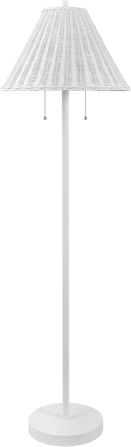 image:imageJONATHAN Y 61 Dark Brown Wood Finish 2Light Coastal Bohemian LED Floor Lamp for Living Room Brown Rattan Shade MidCentury Modern Tall Standing Lamp PullChain LED Bulbs Included JYL3092CWhite
